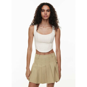 Shiloh Boustier Twill Cropped Tank Top Sleeveless Corset Off White Square Neck